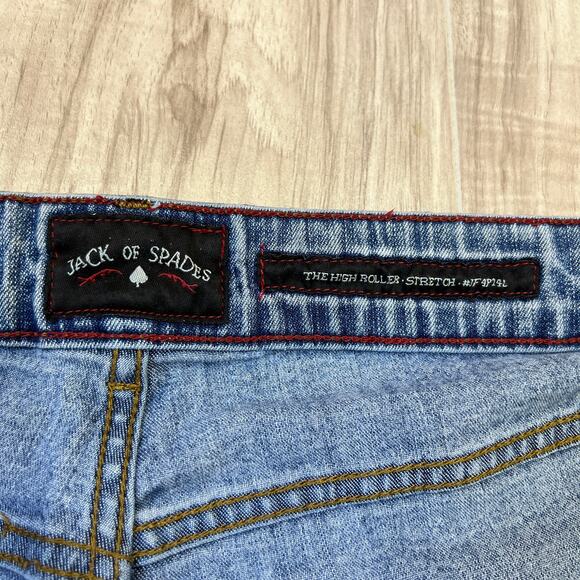 Jack Of Spades High Roller Stretch Jeans W36 L34 Straight Leg Light Wash Jean - Picture 11 of 13